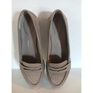 Rockport Womans Adiprene Light Brown/Tan Leather Shimmering PENNY Loafer  9.5